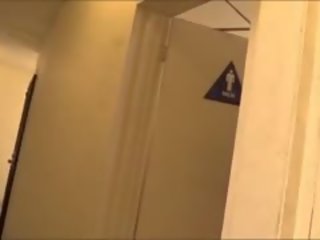Ebony whore Adriana Malao lascivious 3some In Mens Toilet Room